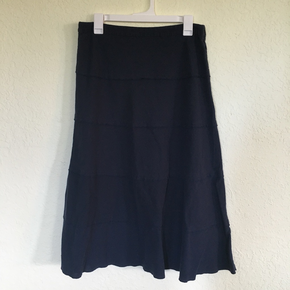 Christopher & Banks dark blue A-line linen blend skirt. Size 14.